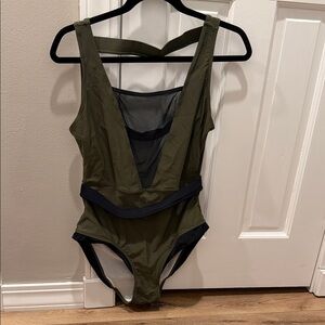 Cupshe Olive and Black One Piece Swimsuit